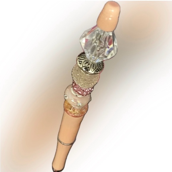 Handmade Pink & Silver Bling Beaded Pen | Rhinestone Charm Pen - Picture 14 of 14
